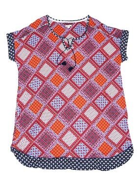 Layla Plus Size Contrast-Print Keyhole Sleepshirt Size 3X